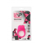 Розовое эрекционное кольцо с щеточкой LIT-UP SILICONE STIMU RING 5 - Dream Toys - в Орске купить с доставкой
