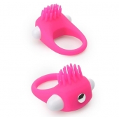 Розовое эрекционное кольцо с щеточкой LIT-UP SILICONE STIMU RING 5 - Dream Toys - в Орске купить с доставкой