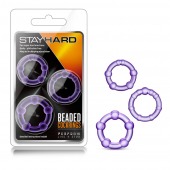 Набор из 3 фиолетовых эрекционных колец Stay Hard Beaded Cockrings - Blush Novelties - в Орске купить с доставкой
