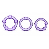 Набор из 3 фиолетовых эрекционных колец Stay Hard Beaded Cockrings - Blush Novelties - в Орске купить с доставкой