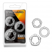 Набор из 3 прозрачных эрекционных колец Stay Hard Beaded Cockrings - Blush Novelties - в Орске купить с доставкой