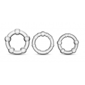 Набор из 3 прозрачных эрекционных колец Stay Hard Beaded Cockrings - Blush Novelties - в Орске купить с доставкой