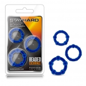 Набор из 3 синих эрекционных колец Stay Hard Beaded Cockrings - Blush Novelties - в Орске купить с доставкой