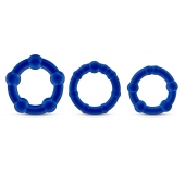 Набор из 3 синих эрекционных колец Stay Hard Beaded Cockrings - Blush Novelties - в Орске купить с доставкой