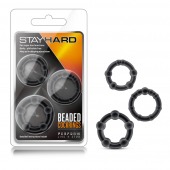Набор из 3 чёрных эрекционных колец Stay Hard Beaded Cockrings - Blush Novelties - в Орске купить с доставкой