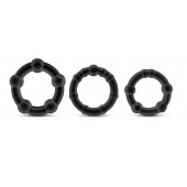 Набор из 3 чёрных эрекционных колец Stay Hard Beaded Cockrings - Blush Novelties - в Орске купить с доставкой