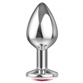 Большая серебристая анальная пробка Diamond Red Sparkle Large с красным кристаллом - 8 см. - Lola Games - купить с доставкой в Орске