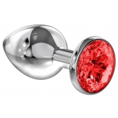Большая серебристая анальная пробка Diamond Red Sparkle Large с красным кристаллом - 8 см. - Lola Games - купить с доставкой в Орске