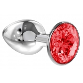 Малая серебристая анальная пробка Diamond Red Sparkle Small с красным кристаллом - 7 см. - Lola Games - купить с доставкой в Орске