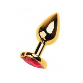 Золотистая анальная пробка с кристаллом-сердцем - 7,5 см. - ToyFa - купить с доставкой в Орске