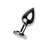 Серебристая анальная пробка с прозрачным кристаллом-сердцем - 8 см. - ToyFa - купить с доставкой в Орске