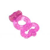 Розовое эрекционное кольцо Rings Treadle с подхватом - Lola Games - в Орске купить с доставкой