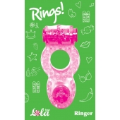 Розовое эрекционное кольцо с вибрацией Rings Ringer - Lola Games - в Орске купить с доставкой