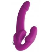 Ярко-розовый безремневой вибрострапон Evoke Vibrating Strapless Silicone Strap-on Dildo - XR Brands - купить с доставкой в Орске