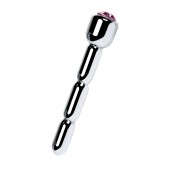 Серебристый уретральный плаг со стразом - 7 см. - ToyFa - купить с доставкой в Орске