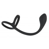 Эрекционное кольцо с утяжкой на мошонку и анальным плаг Black Velvets - Orion - в Орске купить с доставкой