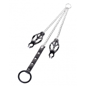 Черно-серебристые зажимы для сосков с кольцом для пениса TOYFA Metal - ToyFa - купить с доставкой в Орске