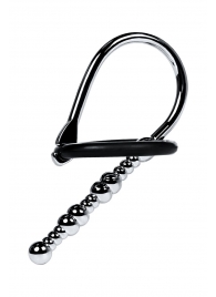 Серебристый уретральный плаг-бусины TOYFA Metal с мягким фиксириющим кольцом - ToyFa - купить с доставкой в Орске