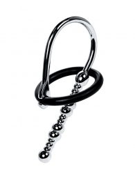 Серебристый уретральный плаг-бусины TOYFA Metal с мягким фиксириющим кольцом - ToyFa - купить с доставкой в Орске