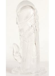 Прозрачная гелевая насадка с клиторальным отростком - 13 см. - Toyfa Basic - в Орске купить с доставкой