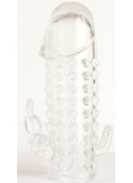 Гелевая прозрачная насадка с 2 отростками - 13 см. - Toyfa Basic - в Орске купить с доставкой