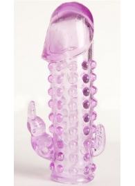 Закрытая фиолетовая насадка с 2 отростками - 13 см. - Toyfa Basic - в Орске купить с доставкой