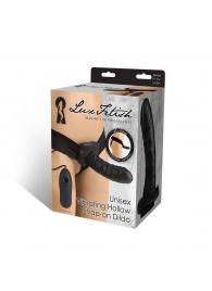 Чёрный полый страпон с вибрацией Unisex Vibrating Hollow Strap-On - 14 см. - Lux Fetish - купить с доставкой в Орске