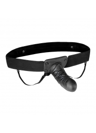 Чёрный полый страпон с вибрацией Unisex Vibrating Hollow Strap-On - 14 см. - Lux Fetish - купить с доставкой в Орске