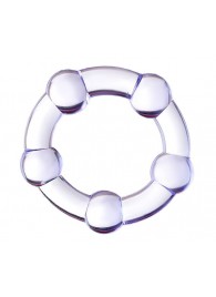 Фиолетовое эрекционное кольцо на пенис с бусинами - Штучки-дрючки - в Орске купить с доставкой