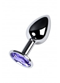 Серебристая конусовидная анальная пробка с фиолетовым кристаллом - 7 см. - ToyFa - купить с доставкой в Орске