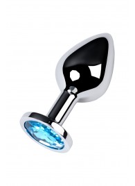 Серебристая конусовидная анальная пробка с голубым кристаллом - 8 см. - ToyFa - купить с доставкой в Орске