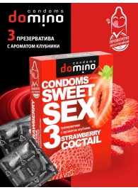 Презервативы для орального секса DOMINO Sweet Sex с ароматом клубничного коктейля  - 3 шт. - Domino - купить с доставкой в Орске