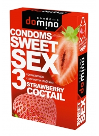 Презервативы для орального секса DOMINO Sweet Sex с ароматом клубничного коктейля  - 3 шт. - Domino - купить с доставкой в Орске