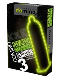 Презервативы DOMINO Neon Green со светящимся в темноте кончиком - 3 шт. - Domino - купить с доставкой в Орске