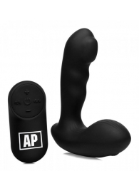 Черный стимулятор простаты Alpha-Pro 7X P-Milker Silicone Prostate Stimulator with Milking Bead - XR Brands - в Орске купить с доставкой