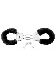 Меховые чёрные наручники Beginner s Furry Cuffs - Pipedream - купить с доставкой в Орске