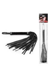 Черная гладкая плеть-флоггер с ручкой - 40 см. - Notabu - купить с доставкой в Орске Черная гладкая плеть-флоггер с ручкой - 40 см. - Notabu - купить с доставкой в Орске
