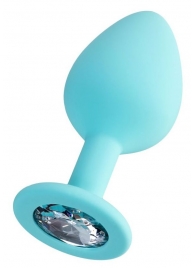 Мятная анальная втулка Brilliant с прозрачным кристаллом - 8 см. - ToyFa - купить с доставкой в Орске Мятная анальная втулка Brilliant с прозрачным кристаллом - 8 см. - ToyFa - купить с доставкой в Орске