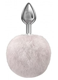 Серебристая анальная пробка с белым пушистым хвостиком Twinkle - Lola Games - купить с доставкой в Орске