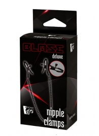 Черные зажимы на соски на цепочке BLAZE DELUXE NIPPLE CLAMPS - Dream Toys - купить с доставкой в Орске