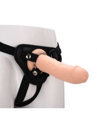 Черные трусики с телесной насадкой STRAP ON REAL DILDO - 21 см. - Dream Toys - купить с доставкой в Орске