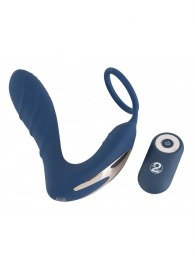 Синий вибростимулятор простаты с кольцом - 14,5 см. - Orion - в Орске купить с доставкой