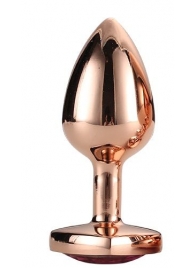 Золотистая анальная втулка с кристаллом-сердечком розового цвета - 7,1 см. - Dream Toys - купить с доставкой в Орске