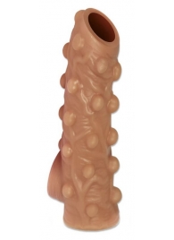 Телесная насадка с бугорками и открытой головкой Nude Sleeve L - 14 см. - KOKOS - в Орске купить с доставкой