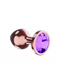 Пробка цвета розового золота с фиолетовым кристаллом Diamond Amethyst Shine S - 7,2 см. - Lola Games - купить с доставкой в Орске