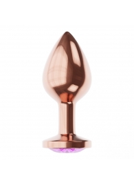 Пробка цвета розового золота с фиолетовым кристаллом Diamond Amethyst Shine S - 7,2 см. - Lola Games - купить с доставкой в Орске