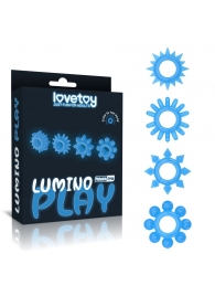 Набор из 4 голубых, светящихся в темноте эрекционных колец Lumino Play - Lovetoy - в Орске купить с доставкой