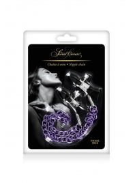 Зажимы для сосков с фиолетовой цепочкой Sweet Caress Nipple Chain - Sweet Caress - купить с доставкой в Орске Зажимы для сосков с фиолетовой цепочкой Sweet Caress Nipple Chain - Sweet Caress - купить с доставкой в Орске