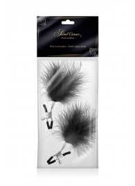 Зажимы на соски с черными пуховыми кисточками Sweet Caress Feather Nipple Clumps - Sweet Caress - купить с доставкой в Орске