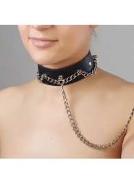 Чёрный ошейник из натуральной кожи - Sitabella - купить с доставкой в Орске